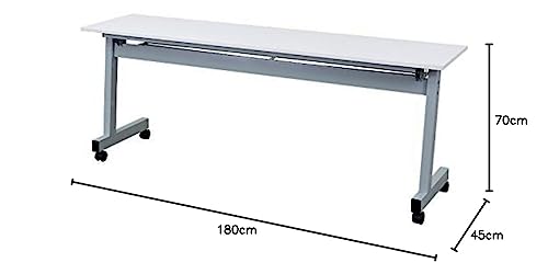 スタックテーブル 跳ね上げ式会議テーブル 幅1800奥行450高さ700mm 平行スタッキングテーブル 会議用ミーティングテーブル (ホワイト)