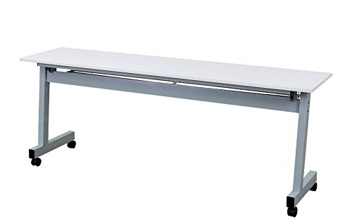 スタックテーブル 跳ね上げ式会議テーブル 幅1800奥行450高さ700mm 平行スタッキングテーブル 会議用ミーティングテーブル (ホワイト)