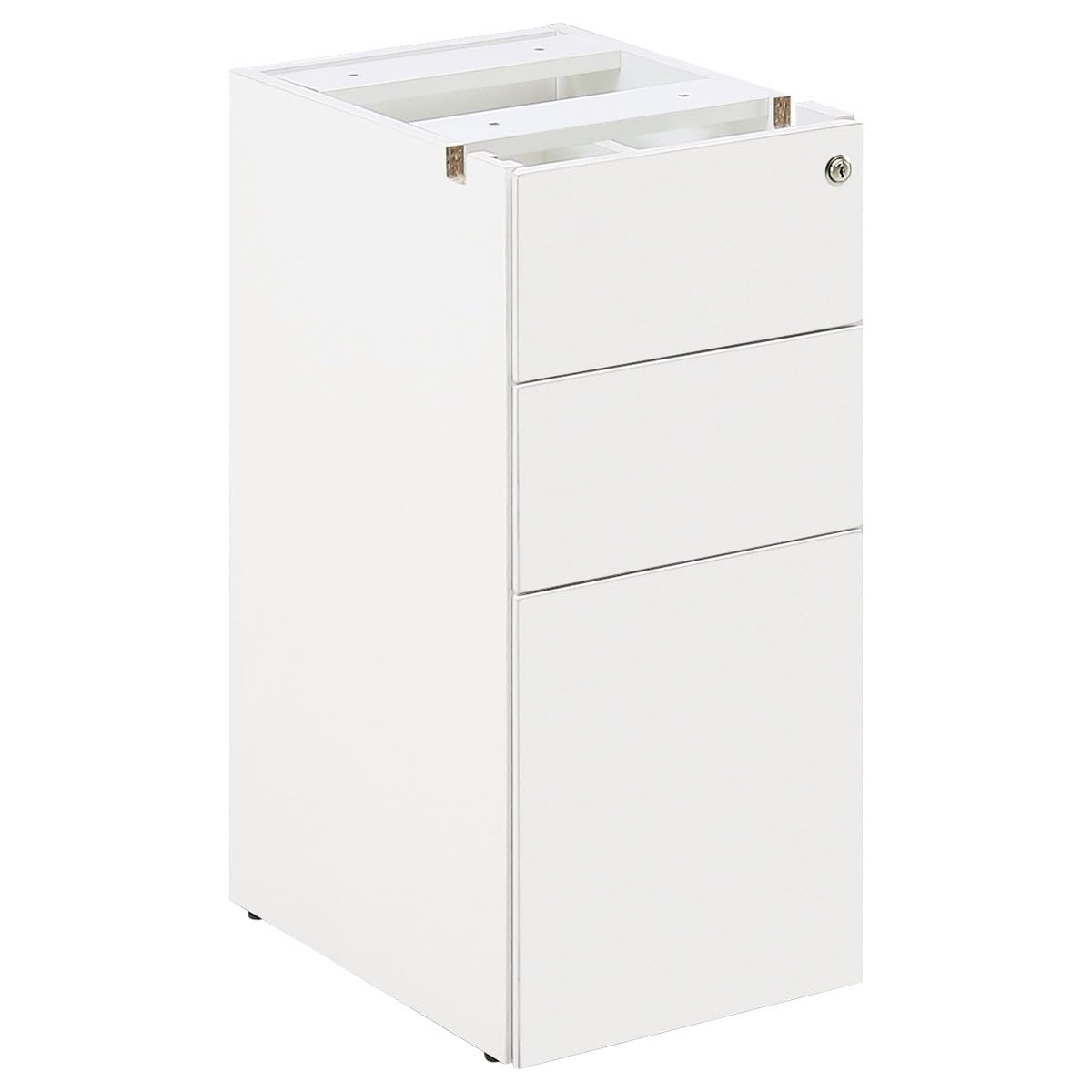 法人様向け カグクロ エコノミーデスク用3段袖 W320×D520×H700mm ホワイト インサイドワゴン 脇机 ECD-3S-WH