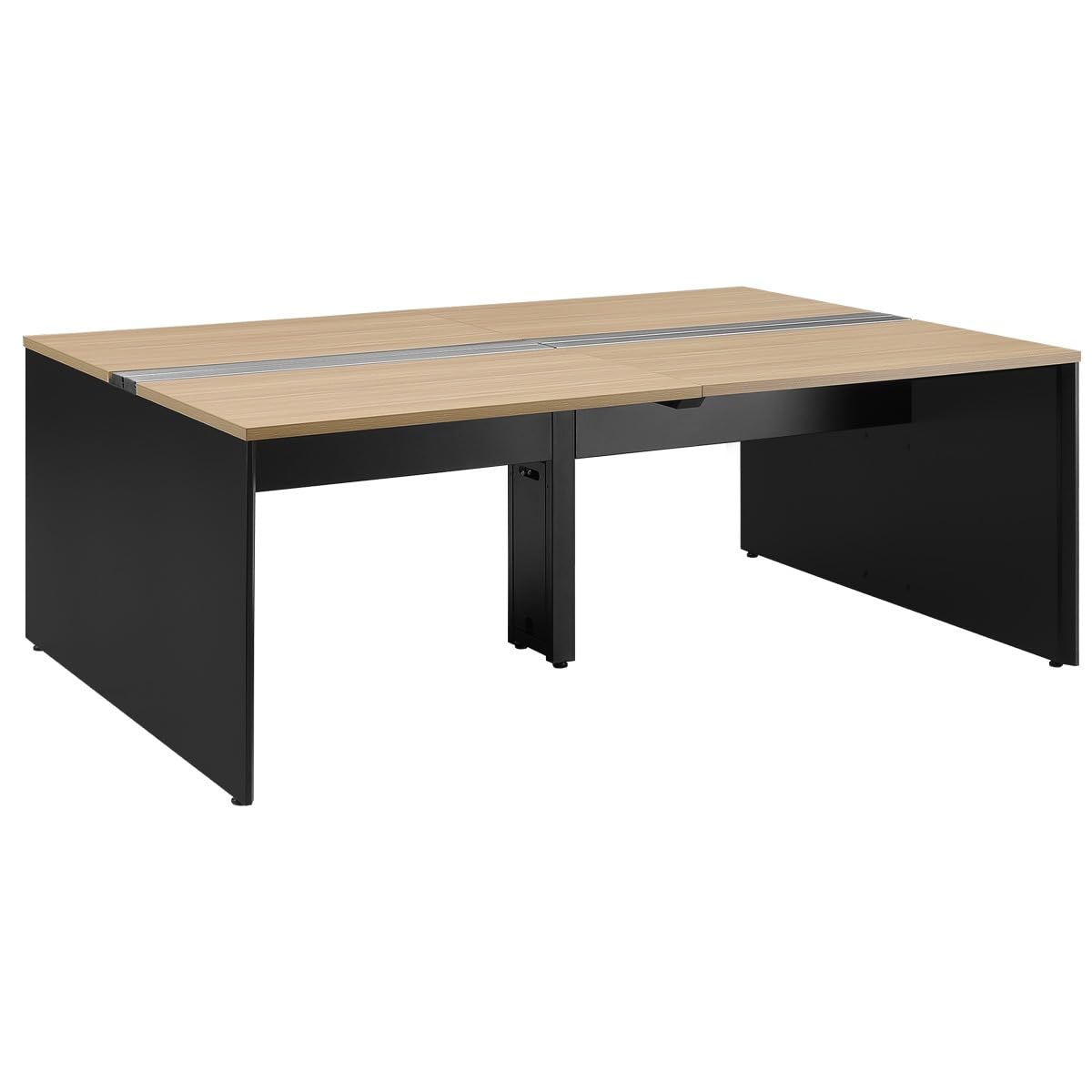 法人様向け カグクロ フリーアドレス用デスク PLDシリーズ ブラック ウッドグレイン W2000×D1400×H720mm 会議テーブル オフィスデスク PLD-2014-BWG