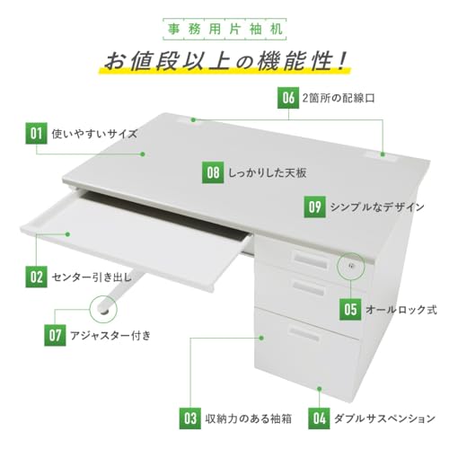 法人様向け カグクロ オフィスデスク 事務用片袖机 ニューグレー W1200×D700×H700mm 事務机 グリーン購入法 KD-127S