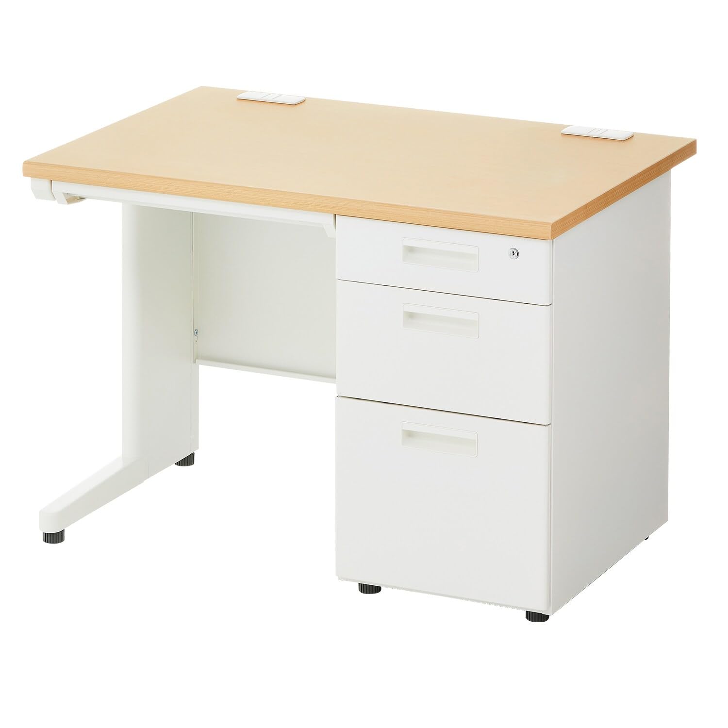 オフィスコム 法人様向け オフィスデスク スチールデスク 幅1000×奥行700×高さ700mm 片袖机 ホワイト/ナチュラル OC-SD107K-NAWH